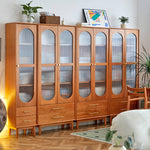 高級チェリー材キャビネット - 多層板とガラス&アルミ合金銅の完璧な組み合わせ hykmq-761