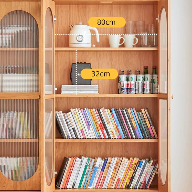 高級チェリー材キャビネット - 多層板とガラス&アルミ合金銅の完璧な組み合わせ hykmq-761