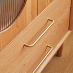 高級チェリー材キャビネット - 多層板とガラス&アルミ合金銅の完璧な組み合わせ hykmq-761