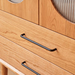 高級チェリー材キャビネット - 多層板とガラス&アルミ合金銅の完璧な組み合わせ hykmq-761