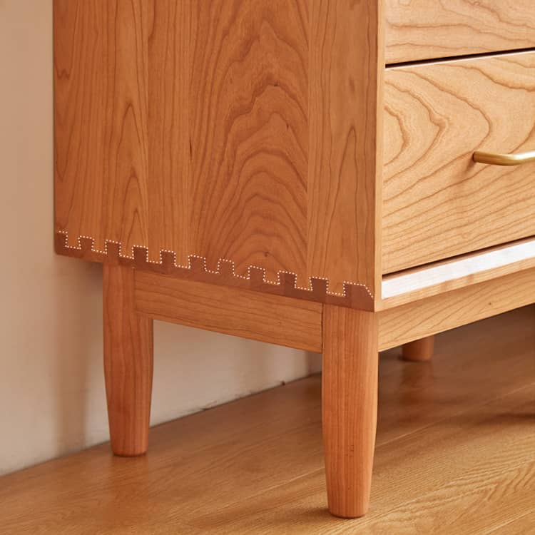 高級チェリー材キャビネット - 多層板とガラス&アルミ合金銅の完璧な組み合わせ hykmq-761