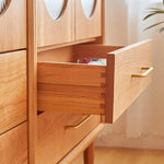 高級チェリー材キャビネット - 多層板とガラス&アルミ合金銅の完璧な組み合わせ hykmq-761