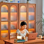 高級チェリー材キャビネット - 多層板とガラス&アルミ合金銅の完璧な組み合わせ hykmq-761