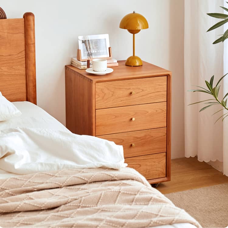 「高級レッドオーク&チェリー材キャビネット - ウォールナットと銅の美しさを備えた収納」 hykmq-762