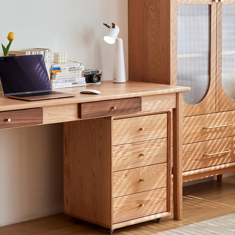 「高級レッドオーク&チェリー材キャビネット - ウォールナットと銅の美しさを備えた収納」 hykmq-762