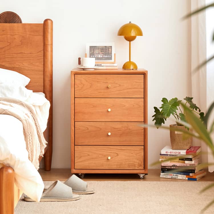 「高級レッドオーク&チェリー材キャビネット - ウォールナットと銅の美しさを備えた収納」 hykmq-762