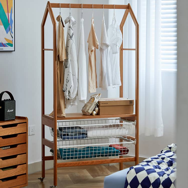 高級チェリー材&ラタン&ウォールナット ハンガー - エレガントな収納ソリューション hykmq-765