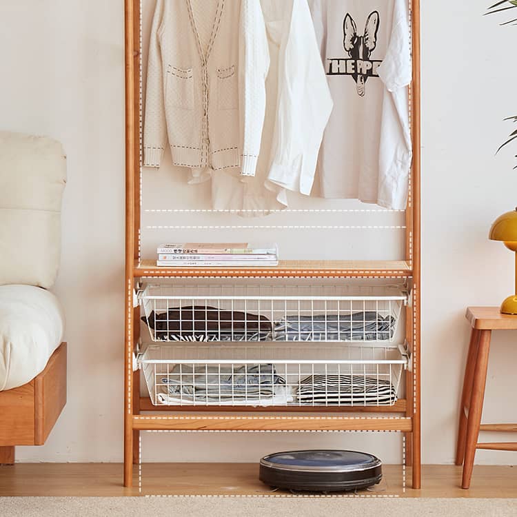 高級チェリー材&ラタン&ウォールナット ハンガー - エレガントな収納ソリューション hykmq-765