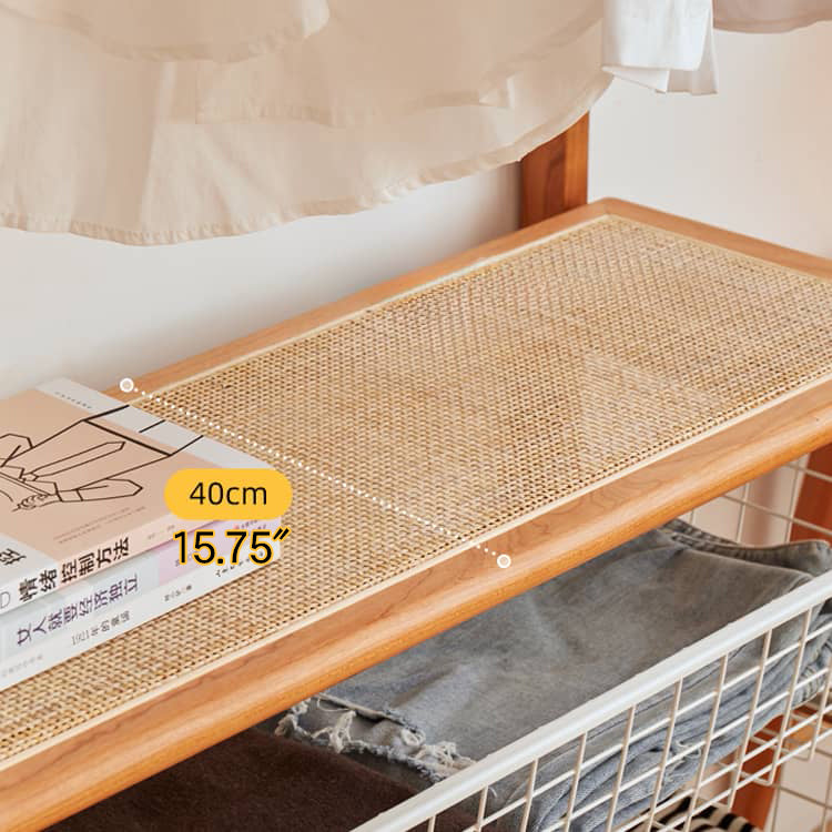 高級チェリー材&ラタン&ウォールナット ハンガー - エレガントな収納ソリューション hykmq-765