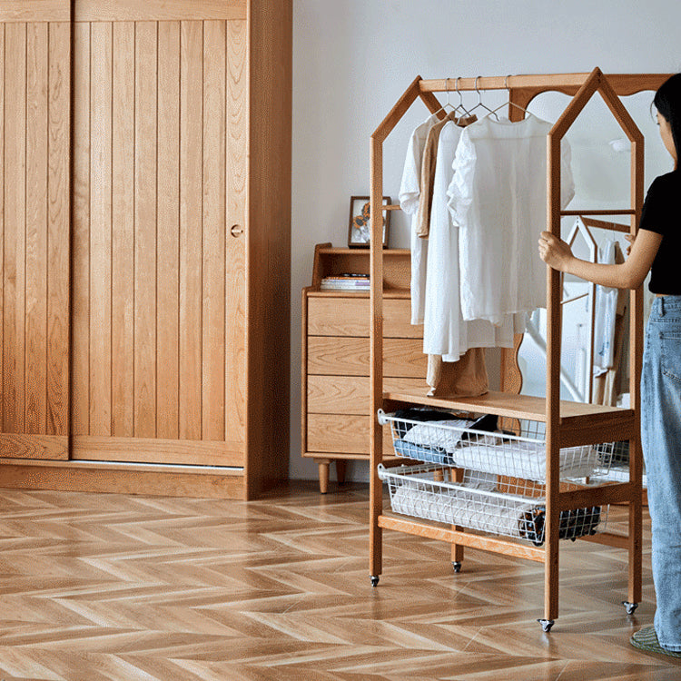 高級チェリー材&ラタン&ウォールナット ハンガー - エレガントな収納ソリューション hykmq-765
