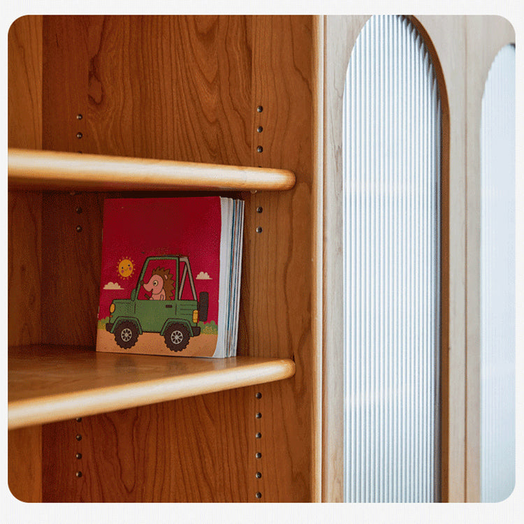 【高級チェリー材キャビネット】ガラス扉?多層板?銅製飾り|上質デザイン収納家具 hykmq-767