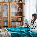 【高級チェリー材キャビネット】ガラス扉?多層板?銅製飾り|上質デザイン収納家具 hykmq-767