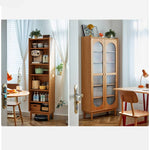 【高級チェリー材キャビネット】ガラス扉?多層板?銅製飾り|上質デザイン収納家具 hykmq-767