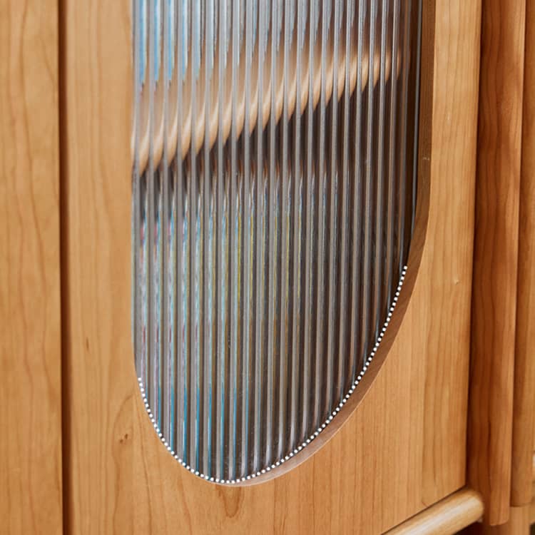 【高級チェリー材キャビネット】ガラス扉?多層板?銅製飾り|上質デザイン収納家具 hykmq-767