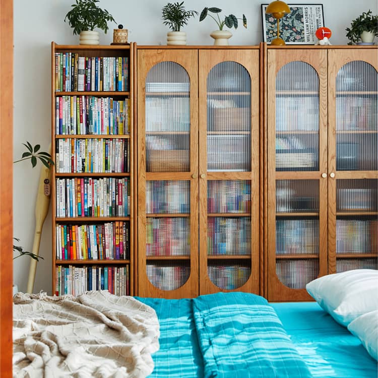 【高級チェリー材キャビネット】ガラス扉?多層板?銅製飾り|上質デザイン収納家具 hykmq-767