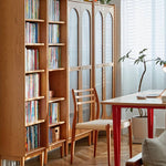 【高級チェリー材キャビネット】ガラス扉?多層板?銅製飾り|上質デザイン収納家具 hykmq-767