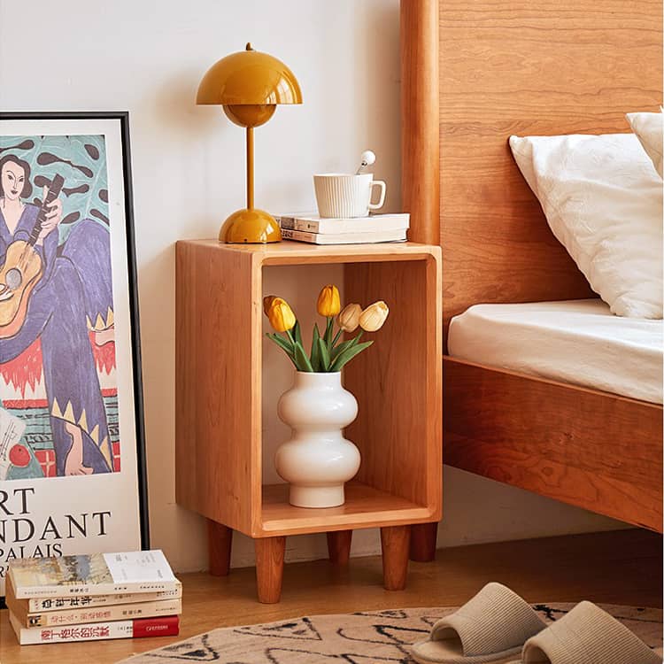 「高級レッドオーク&チェリー材&ウォールナット使用のナイトテーブル - おしゃれな木目と耐久性抜群」 hykmq-777
