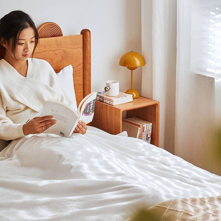 「高級レッドオーク&チェリー材&ウォールナット使用のナイトテーブル - おしゃれな木目と耐久性抜群」 hykmq-777