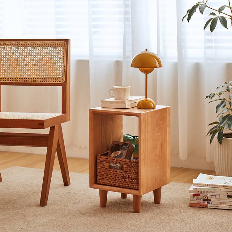 「高級レッドオーク&チェリー材&ウォールナット使用のナイトテーブル - おしゃれな木目と耐久性抜群」 hykmq-777