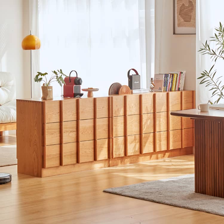 チェリー材多層板 キャビネット|高品質収納 省スペースデザイン hykmq-782