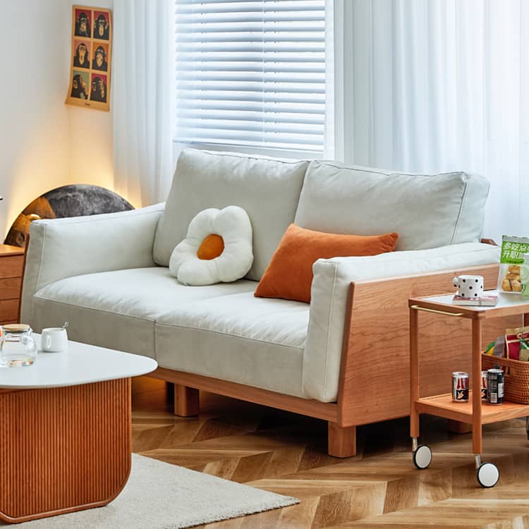 高級チェリー材ソファー|シリコンフィル&グースダウンの極上快適 フェイクレザーの洗練されたデザイン hykmq-784