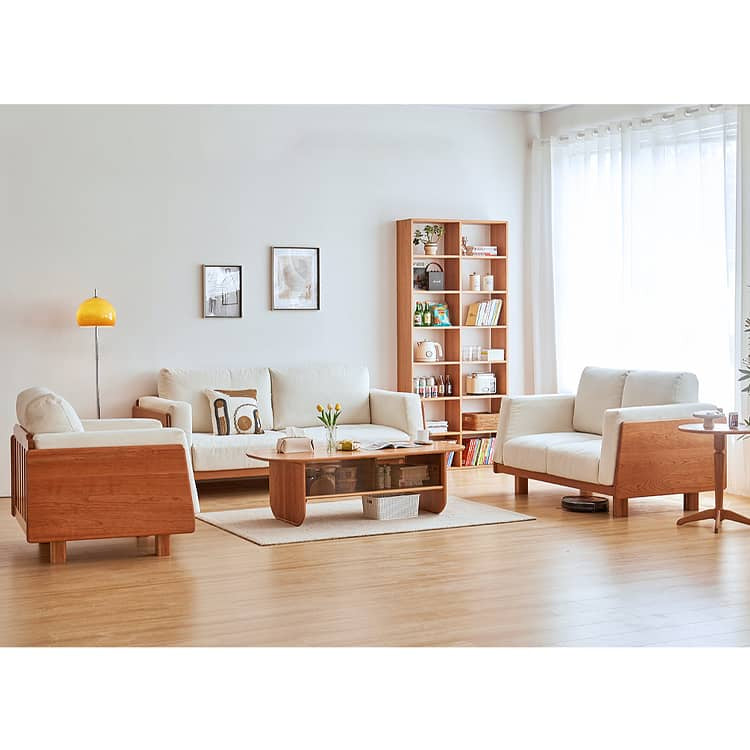 高級チェリー材ソファー|シリコンフィル&グースダウンの極上快適 フェイクレザーの洗練されたデザイン hykmq-784