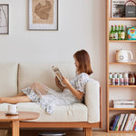 高級チェリー材ソファー|シリコンフィル&グースダウンの極上快適 フェイクレザーの洗練されたデザイン hykmq-784