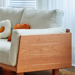 高級チェリー材ソファー|シリコンフィル&グースダウンの極上快適 フェイクレザーの洗練されたデザイン hykmq-784