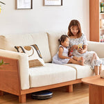 高級チェリー材ソファー|シリコンフィル&グースダウンの極上快適 フェイクレザーの洗練されたデザイン hykmq-784