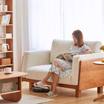 高級チェリー材ソファー|シリコンフィル&グースダウンの極上快適 フェイクレザーの洗練されたデザイン hykmq-784