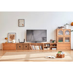 チェリー材 多層板 ガラス 銅製キャビネット - 高級感あふれる収納家具 hykmq-789