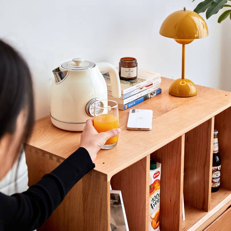 チェリー材 多層板 ガラス 銅製キャビネット - 高級感あふれる収納家具 hykmq-789