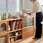 チェリー材 多層板 ガラス 銅製キャビネット - 高級感あふれる収納家具 hykmq-789