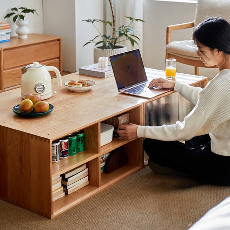 チェリー材 多層板 ガラス 銅製キャビネット - 高級感あふれる収納家具 hykmq-789