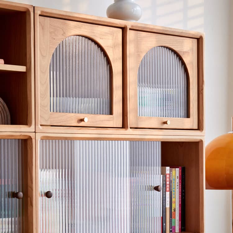 チェリー材 多層板 ガラス 銅製キャビネット - 高級感あふれる収納家具 hykmq-789