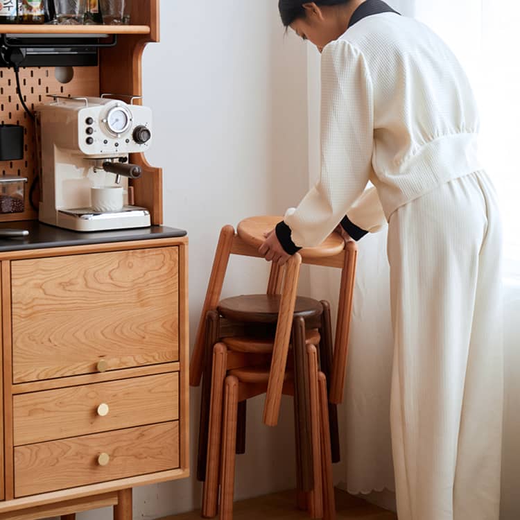 チェリー材&ウォールナットの高級スツール|エレガントなデザイン家具 hykmq-790