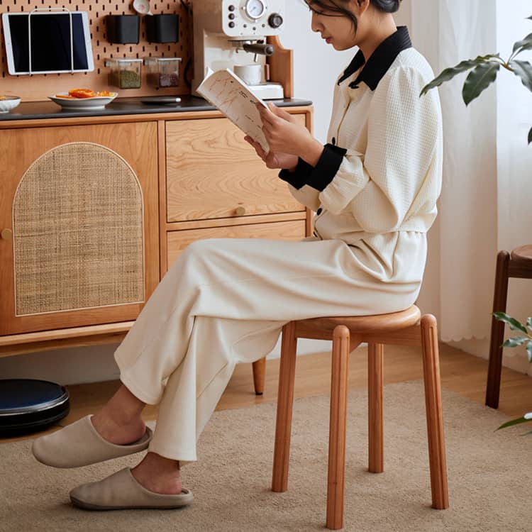 チェリー材&ウォールナットの高級スツール|エレガントなデザイン家具 hykmq-790