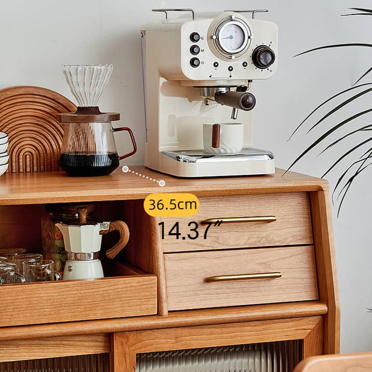 チェリー材多層板キャビネット|上質ガラス&銅仕上げ 収納家具 hykmq-795