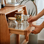 チェリー材多層板キャビネット|上質ガラス&銅仕上げ 収納家具 hykmq-795