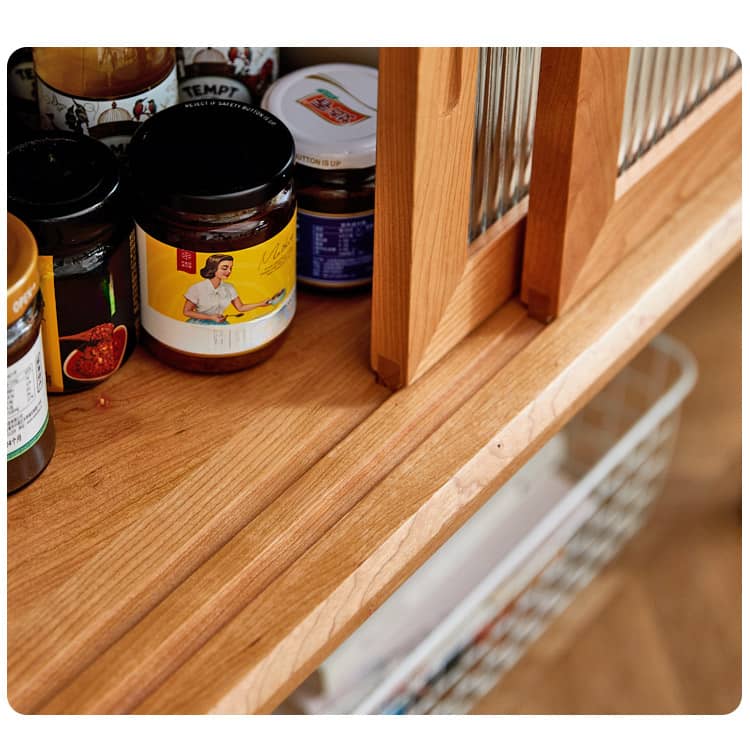 チェリー材多層板キャビネット|上質ガラス&銅仕上げ 収納家具 hykmq-795