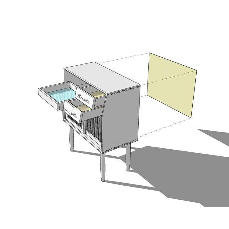 チェリー材多層板キャビネット|上質ガラス&銅仕上げ 収納家具 hykmq-795