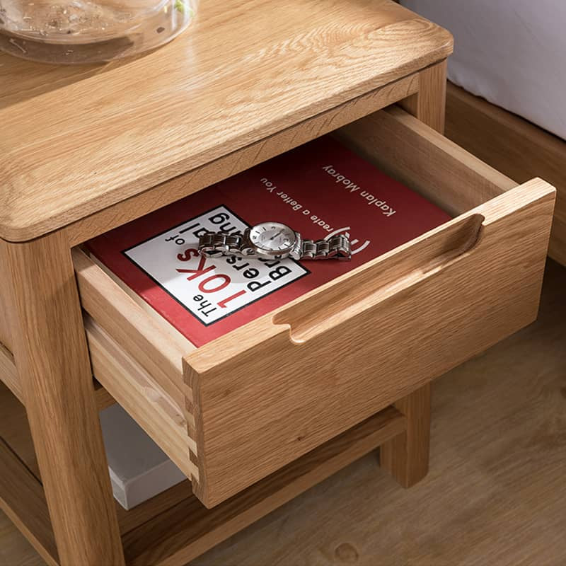 【高級感あるオーク×キリ製ナイトテーブル|シンプルでスタイリッシュなデザイン】 hym-472