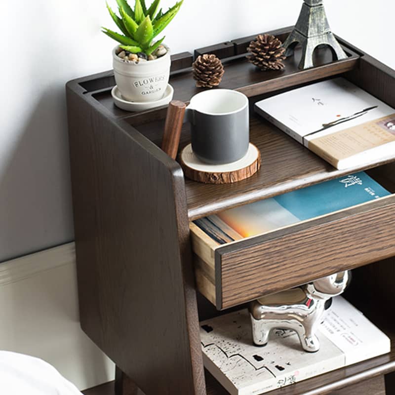 高品質オークとキリ材使用ナイトテーブル | デザイン性と機能性抜群 hym-475