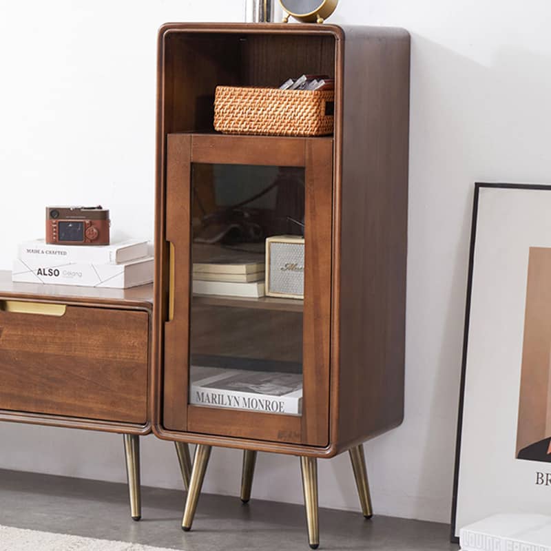 高品質ツゲ木とキリ製キャビネット | 強化ガラスドア付き! hym-486