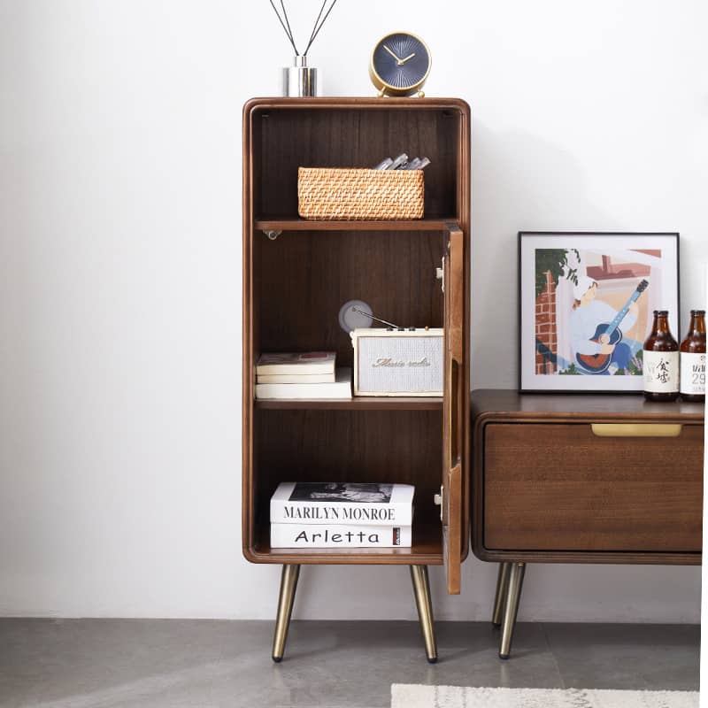 高品質ツゲ木とキリ製キャビネット | 強化ガラスドア付き! hym-486