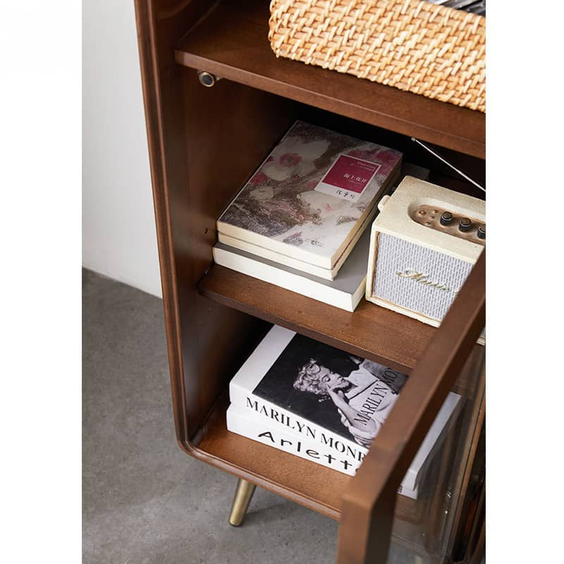 高品質ツゲ木とキリ製キャビネット | 強化ガラスドア付き! hym-486