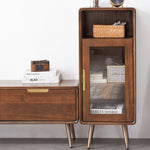 高品質ツゲ木とキリ製キャビネット | 強化ガラスドア付き! hym-486