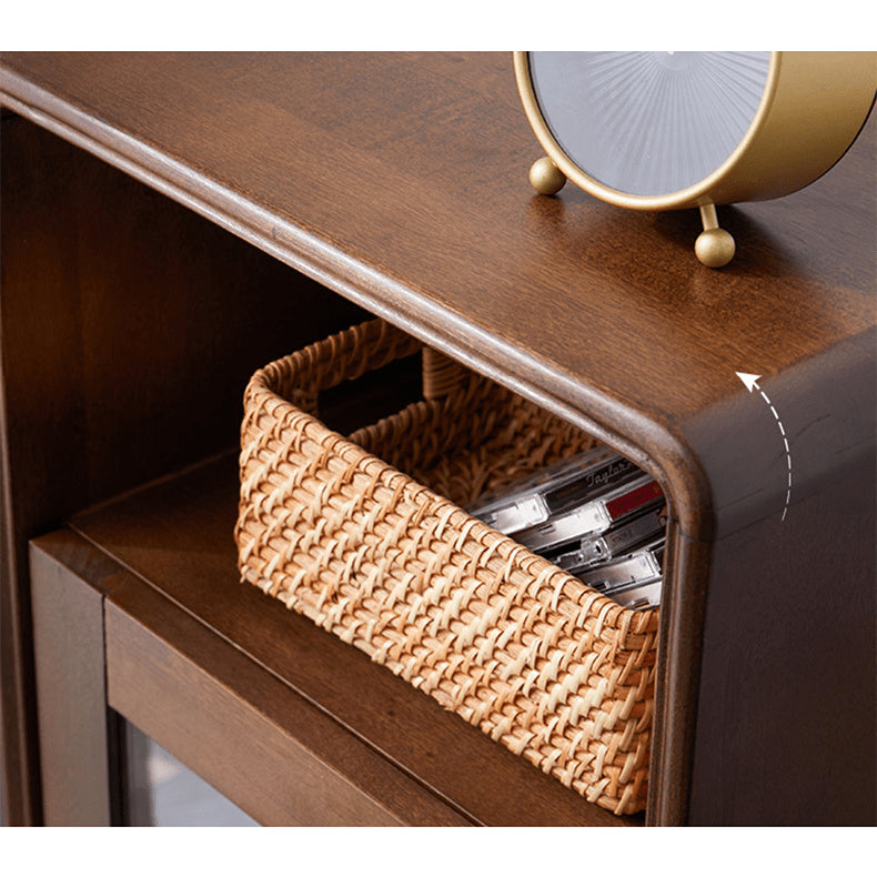 高品質ツゲ木とキリ製キャビネット | 強化ガラスドア付き! hym-486