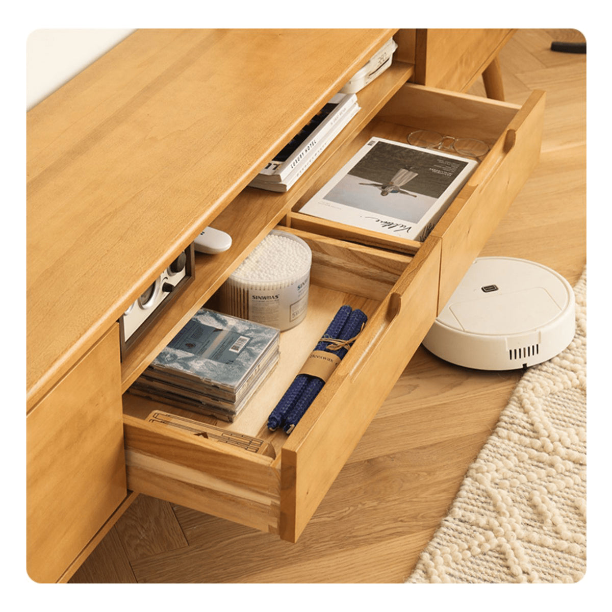 【高級ツゲ&キリ材使用】モダンデザイン テレビ台 - リビングにぴったりの美しい収納ソリューション hym-492