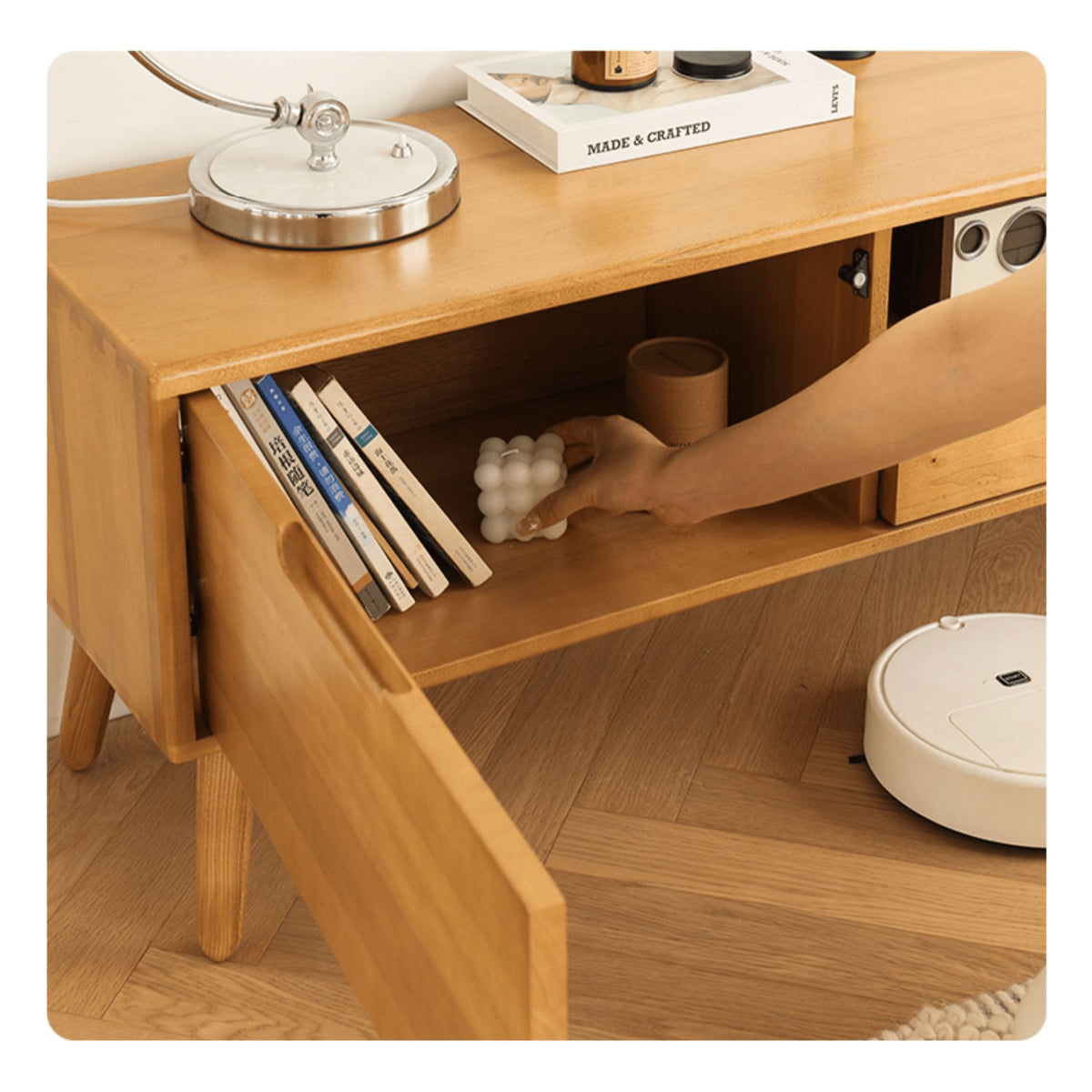 【高級ツゲ&キリ材使用】モダンデザイン テレビ台 - リビングにぴったりの美しい収納ソリューション hym-492